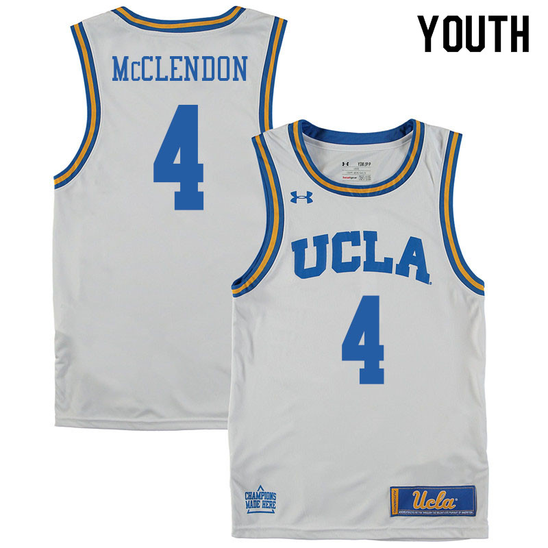 Youth #4 Will McClendon UCLA Burins College Basketball Jerseys Sale-White